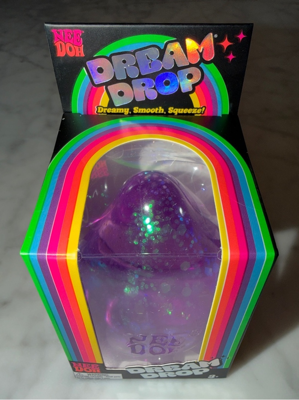 NWT VIRAL Nee Doh Dream Drop Purple Glitter Squeeze Toy